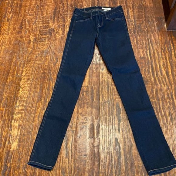 New * 8K * SUPER SKINNY Dark Wash STRETCH Blue DENIM JEANS * 25 x 32 (0 or 00) - Picture 1 of 11
